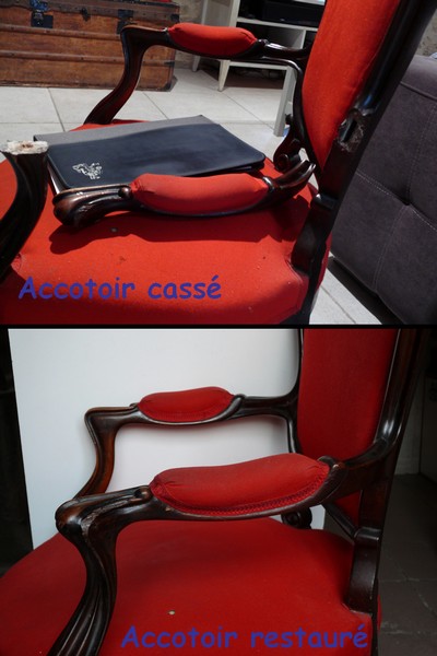 restauration accotoir fauteuil ref. 1108